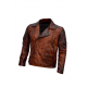 Classic Diamond Motorcycle Biker Brown Distressed Vintage Leather Jacket