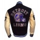 Mens Beverly Hill Cop Detroit Lions Letterman Vintage Jacket with Leather Sleeves