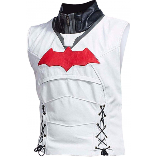 Mens Batman Arkham Knight Game Red Hood Leather Vest