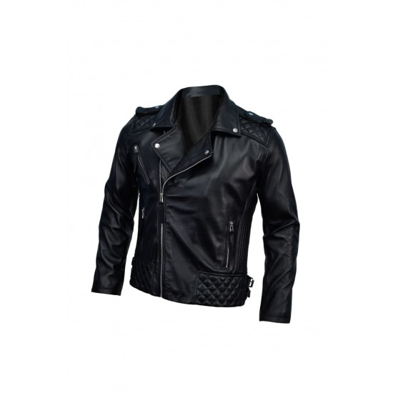 Mens Biker Motorcycle Real Leather Jacket