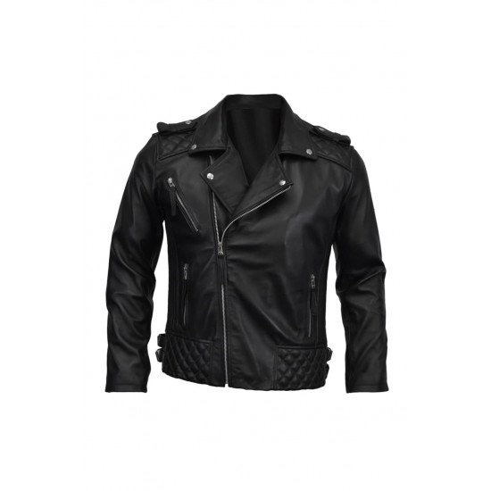 Mens Biker Motorcycle Real Leather Jacket