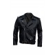 Mens Black Biker Cafe Racer Real Leather Jacket