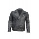 Mens Distressed Black Biker Motorcycle Genuine Leather Jacket