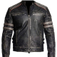 Mens Black Retro 1 Distressed Vintage Old Motorcycle Leather Jacket