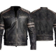 Mens Black Retro 1 Distressed Vintage Old Motorcycle Leather Jacket