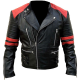 Mens Brando Classic Biker Red and Black Vintage Motorcycle Genuine Leather Jacket