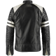 Mens Black with White Stripe Mayhem Biker Style Fight Club Leather Jacket