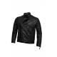 Mens Cafe Racer Padded Black Biker Real Leather Jacket
