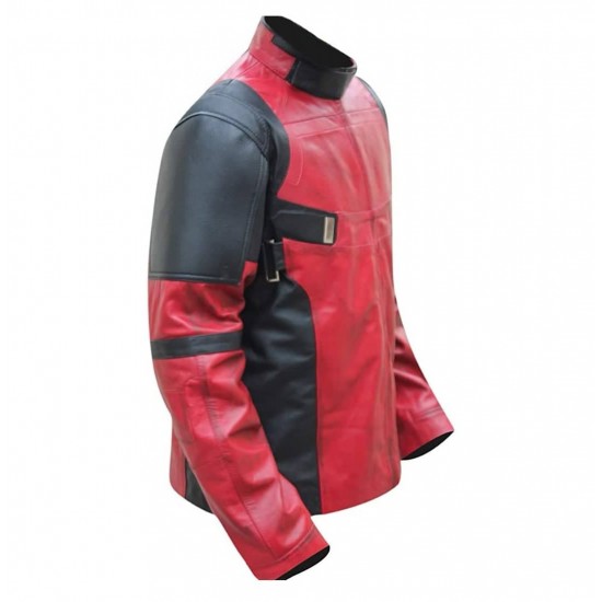 Mens Dead pool Motorcycle Fashion Waxed Leather Jacket