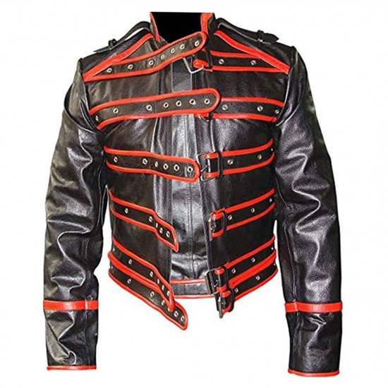 Mens Freddie Mercury Concert Strap Leather Jacket