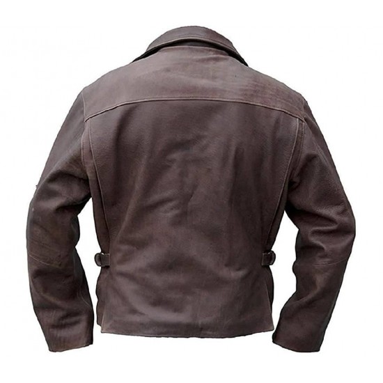 Mens Indiana Jones Harrison Ford Vintage Motorcycle Real Leather Jacket