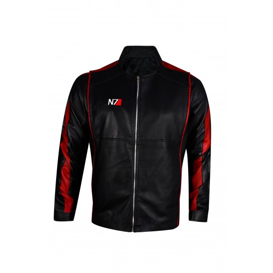 Mens Mass Effect 3 N7 Game Real Leather Jacket Worn By Commander Shepard