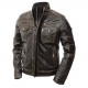 Mens Motorcycle Biker Slim Fit Vintage Distressed Cafe Racer Real Leather Jacket