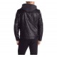 Mens Quilted Real Leather Moto Jacket with Hood