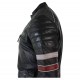 Mens Racing Biker Red White Stripes Real Leather Casual Fit Moto Jacket Mens Racing Biker Red White Stripes Real Leather Casual Fit Moto Jacket