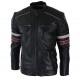 Mens Racing Biker Red White Stripes Real Leather Casual Fit Moto Jacket Mens Racing Biker Red White Stripes Real Leather Casual Fit Moto Jacket