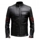 Mens Red Strips Hybrid Mayhem Biker Style Fight Club Real Leather Jacket