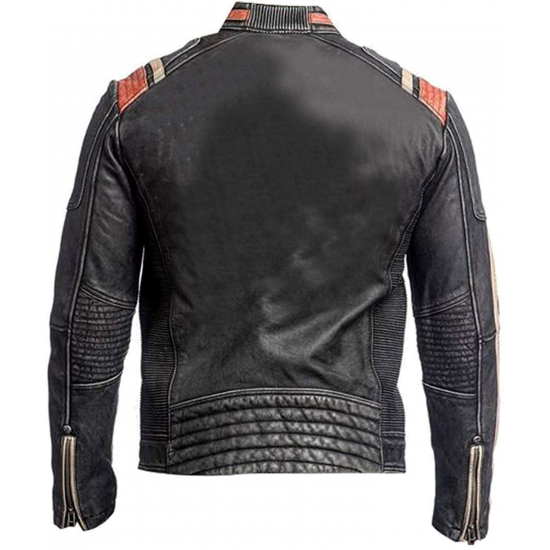 Mens Retro 3 Vintage Cafe Racer Distressed Black Biker Motorcycle Real Leather Jacket Mens Retro 3 Vintage Cafe Racer Distressed Black Biker Motorcycle Real Leather Jacket