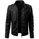 Mens Retro Slim Fit Vintage Biker Moto Black Real Leather Jacket