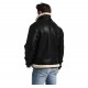 Mens Smart Look Bomber Shearling Hoodie Real Leather Jacket