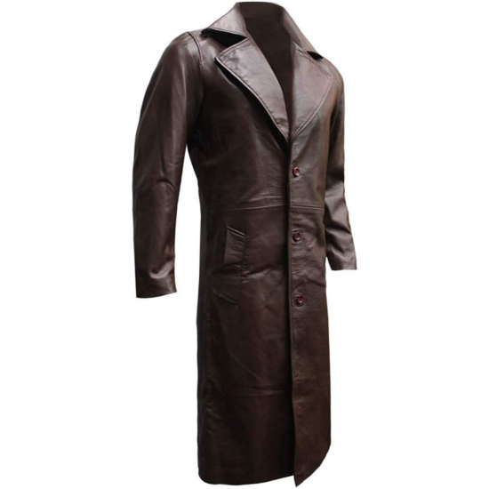 Mens Superman VS Batman Dawn of Justice Knightmare Real Leather Trench Coat