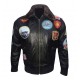 Mens Tom Cruise TOP GUN Pete Mavericks Bomber Flight Real Leather Jacket